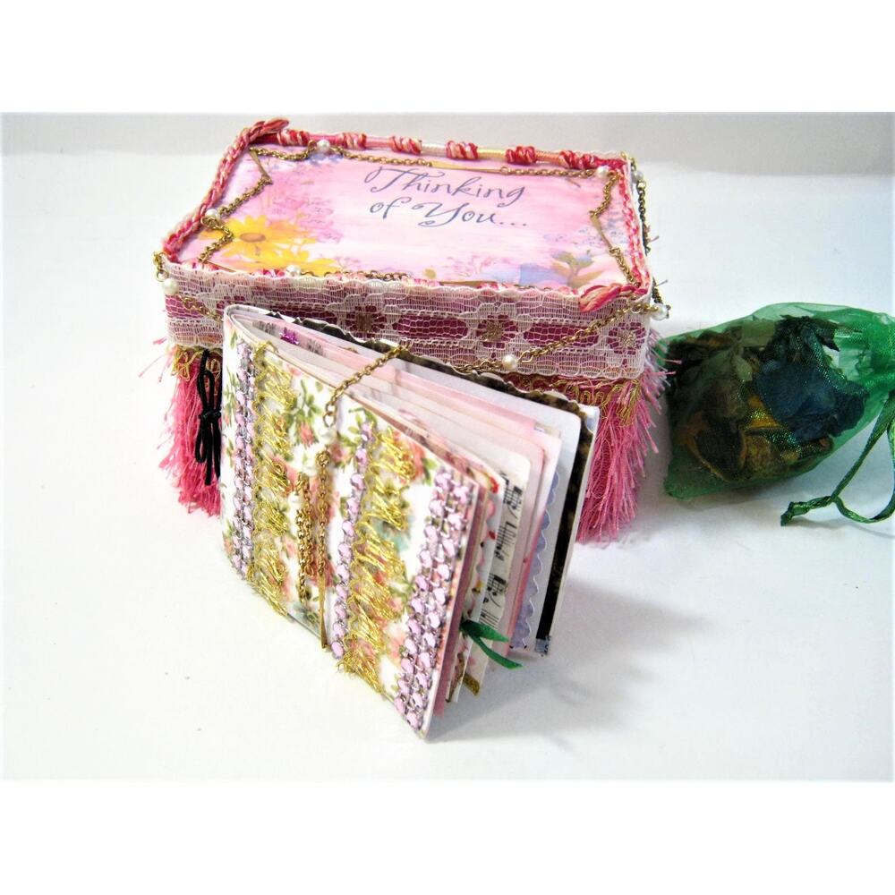 Handcrafted Keepsake Trinket Box for Mementos Desk Items w/ Journal Potpourri - Picture 2 of 10